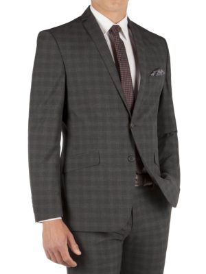 Limehaus Charcoal Tonal Check Slim Fit Suit Jacket 38l Grey loving the sales