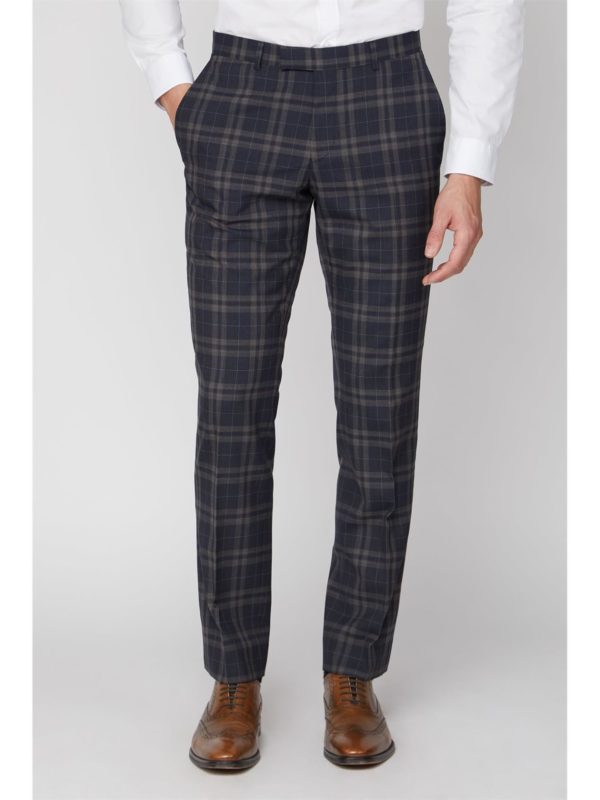 Racing Green Navy Brown Bold Check Tailored Fit Trousers 38r Navy loving the sales