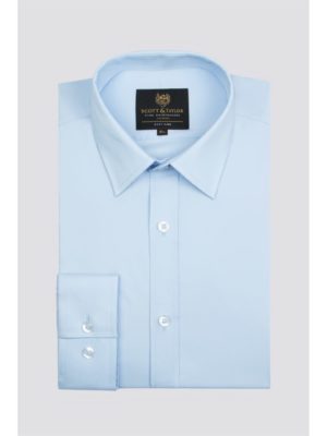 Scott  Taylor Blue Poplin Single Cuff Shirt 17.5 Blue loving the sales