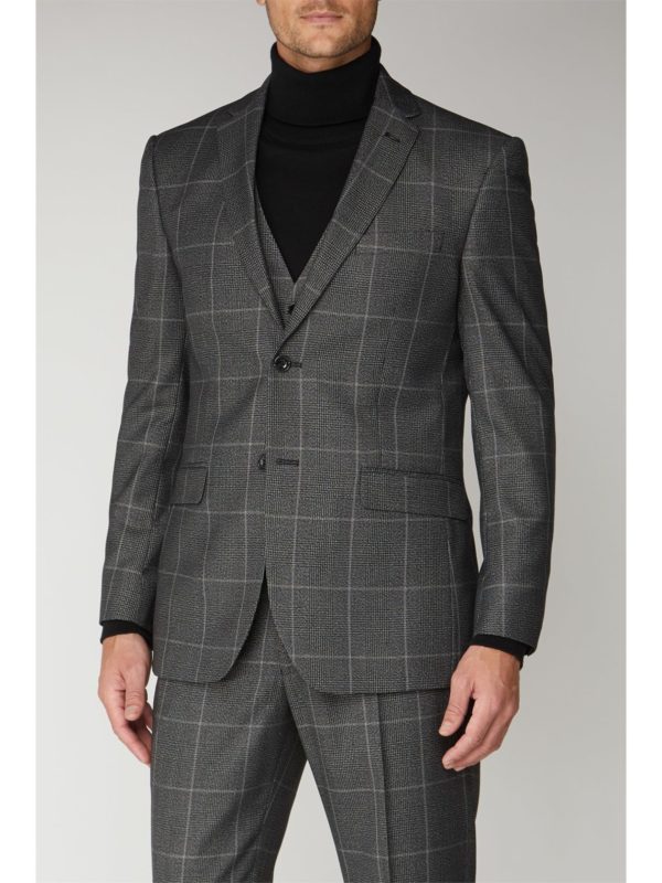 Scott  Taylor Grey Check Regular Fit Jacket 38r Grey loving the sales
