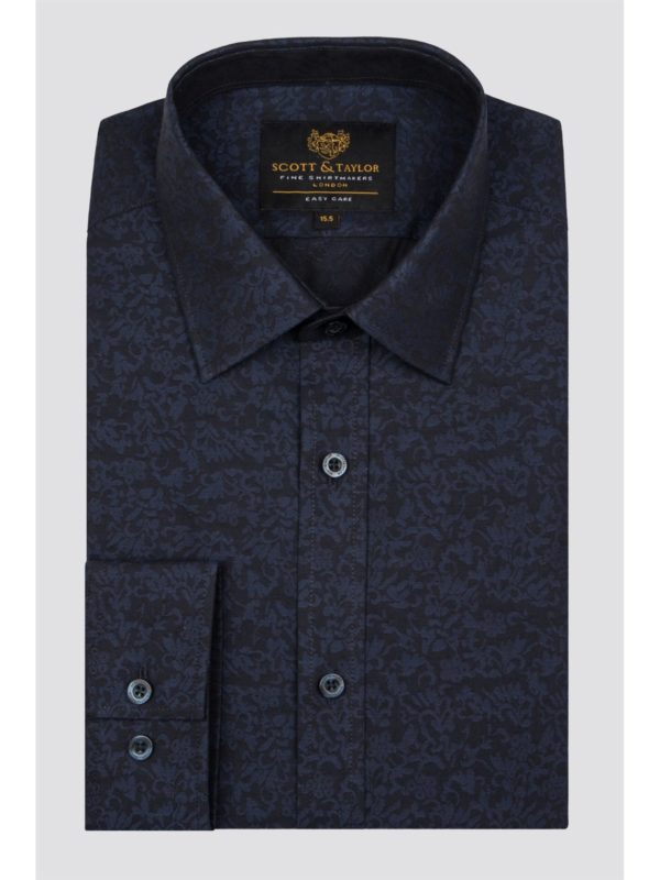 Scott  Taylor Navy Jacquard Shirt 19.5 Navy loving the sales
