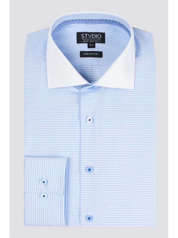 Stvdio Light Blue Horizontal Stripe Shirt 16.5 Light Blue loving the sales