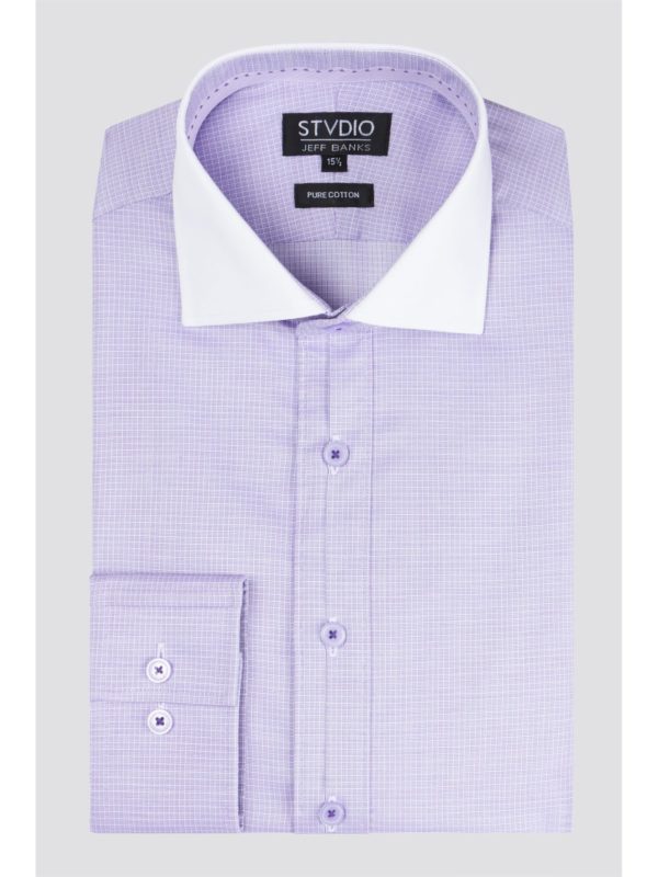 Stvdio Lilac Square Dobby Mens Slim Fit Shirt 16.5 Lilac loving the sales