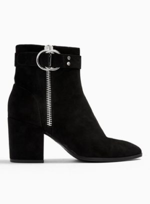 Womens Bea Black Buckle Ankle Boots