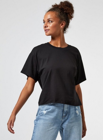 Womens Black Short Sleeve Organic Cotton T-Shirt