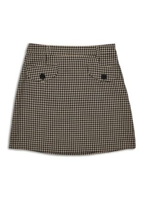 Womens Check Pocket Button Front Mini Skirt