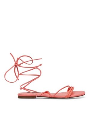 Womens Exotic Pink Skinny Ankle Tie Sandals