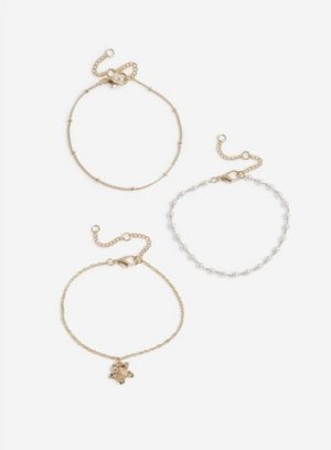 Womens Gold Pearl Bracelet 3 Pack