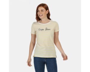 Women's Olwyn Striped Carpe Diem T-Shirt Yellow Sulphur loving the sales