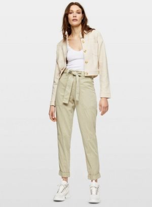 Womens Sage Belted Fly Front Casual Trousers