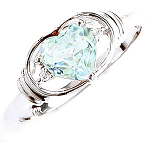 Aquamarine & Diamond Halo Heart Ring In Sterling Silver loving the sales