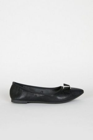 Black Bow Pointed Ballerina Pump Shoe