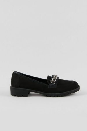 Black Chain Detail Loafer