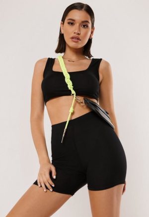 Black Crop Top And Cycling Shorts Co Ord Set loving the sales