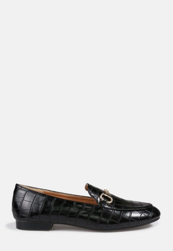 Black Mock Croc Chain Loafers loving the sales