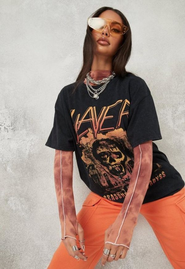 Black Washed Slayer Oversized T Shirt loving the sales