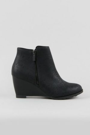 Black Wedge Heel Boot