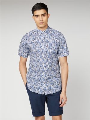 Blue Short Sleeved Formal Print Shirt | Ben Sherman | Est 1963 - Large loving the sales