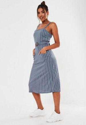 Blue Stripe Belted Midi Dress loving the sales