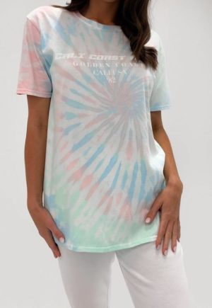 Blue Tie Dye Coast Surf Graphic T Shirt loving the sales