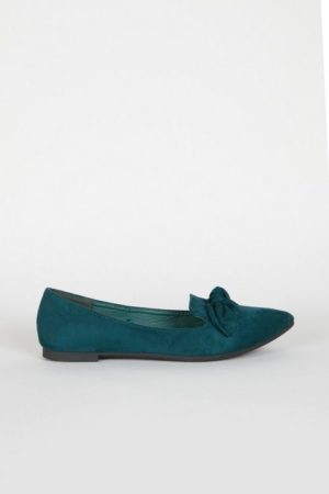 Green Bow Detail Ballerina Shoe