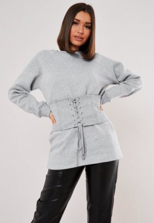 Grey Corset Detail Sweatshirt loving the sales