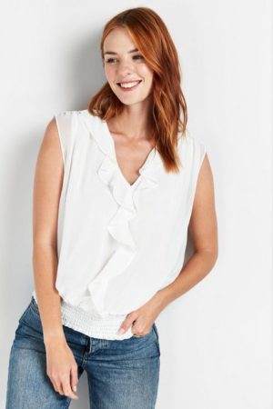 Ivory Ruffle Front Top