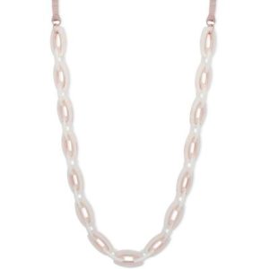 Ladies Anne Klein Rose Gold Plated & Pink Resin Necklace loving the sales