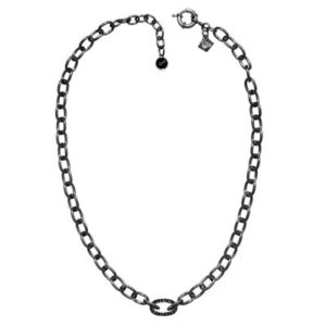 Ladies Karl Lagerfeld Black Ion-Plated Steel Oval Link Collar Necklace loving the sales