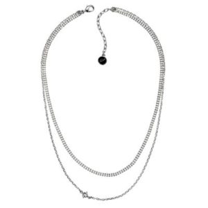 Ladies Karl Lagerfeld Silver Plated Layered Mixed Chain Charm Necklace loving the sales