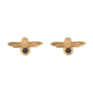 Ladies Olivia Burton Gold Plated Sterling Silver Black Onyx Bejewelled Bee Stud Earrings loving the sales