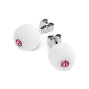 Ladies Swatch Bijoux Silver Plated Biancolori Pink & White Stud Earrings loving the sales