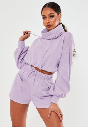 Lilac Cowl Neck Cropped Sweatshirt loving the sales