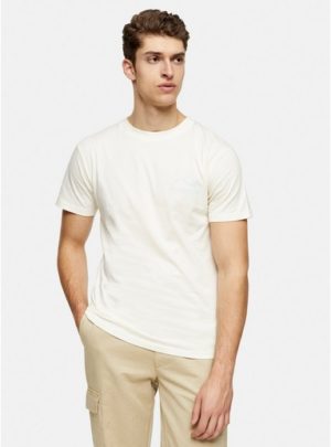 Mens Bellfield White Print Organic Cotton T-Shirt