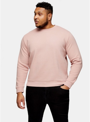 Mens Big Pink Ottoman Ribbed Sweatshirt*