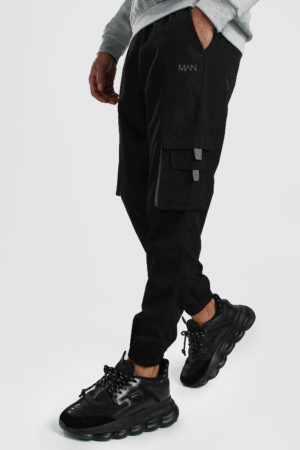 Mens Black Original Man Shell Cargo Jogger With Tabs loving the sales
