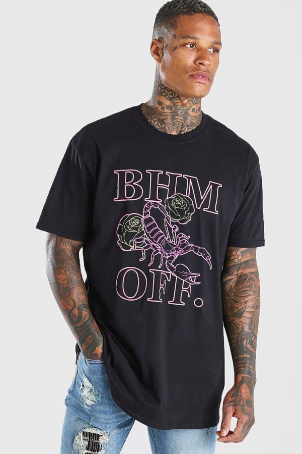 Mens Black Oversized Bhm Scorpion Graphic T-Shirt loving the sales
