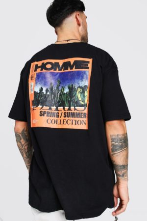 Mens Black Oversized Man 'Homme' Front And Back Print T-Shirt loving the sales