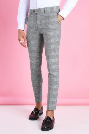 Mens Black Super Skinny Prince Of Wales Check Trousers loving the sales