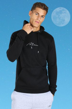 Mens Black Tall Man Signature Embroidered Hoodie loving the sales