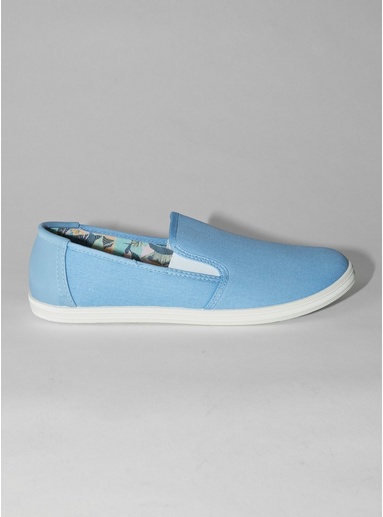 Mens Blue Canvas Slip On Trainers