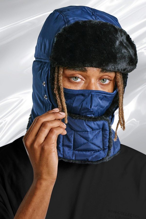 Mens Blue Quilted Snood Hat With Vents loving the sales