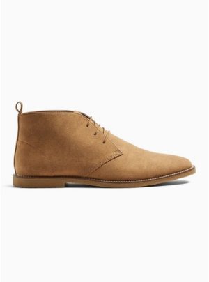 Mens Brown Tan Faux Suede Spark Chukka Boots