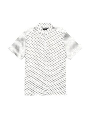 Mens Burton White Satin Mini Geometric Print Shirt