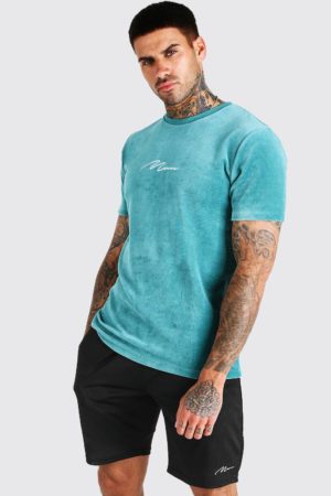 Mens Green Man Signature Embroidered Velour T-Shirt loving the sales