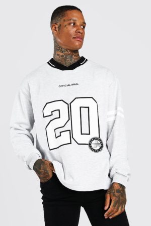 Mens Grey Oversized Official 20 Polo Sweatshirt loving the sales