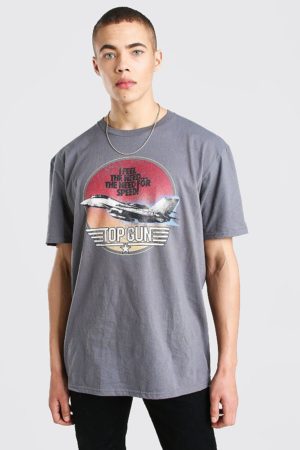 Mens Grey Oversized Topgun License T-Shirt loving the sales