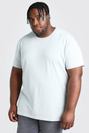 Mens Grey Plus Size Longline Basic T-Shirt loving the sales