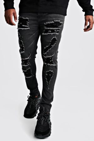 Mens Grey Plus Size Ripped Super Skinny Jean loving the sales