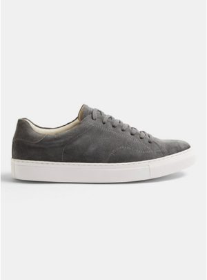 Mens Grey Real Suede Perry Trainers